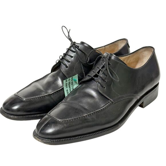 SALVATORE FERRAGAMO Italy Black Leather Split Toe Oxford Dress Shoes Men's 10D